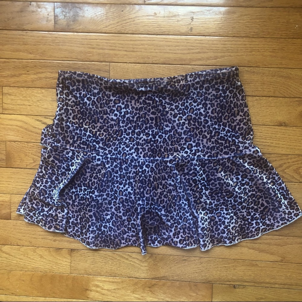 Great Escape Y2K Velour Skater Skort Mini Skirt Leopard-Look Size M ( 10.5-12.5)